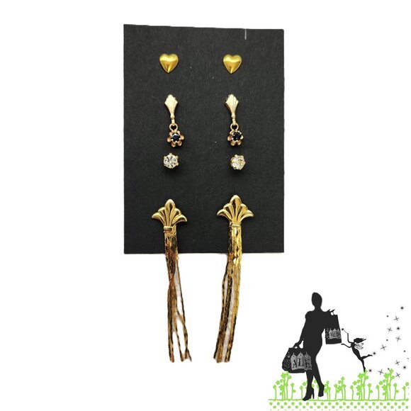 BFD Gold Toned Earring set -Dangles & Studs Theme - Picture 1 of 5